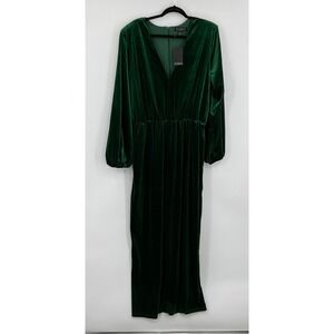 ELOQUII Green Velvet Long Sleeve V Neck romper Elegant Formal Occasion‎